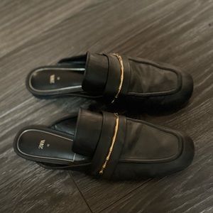 Zara 10 OPEN BACK LOAFERS Black Size: 10 (41)